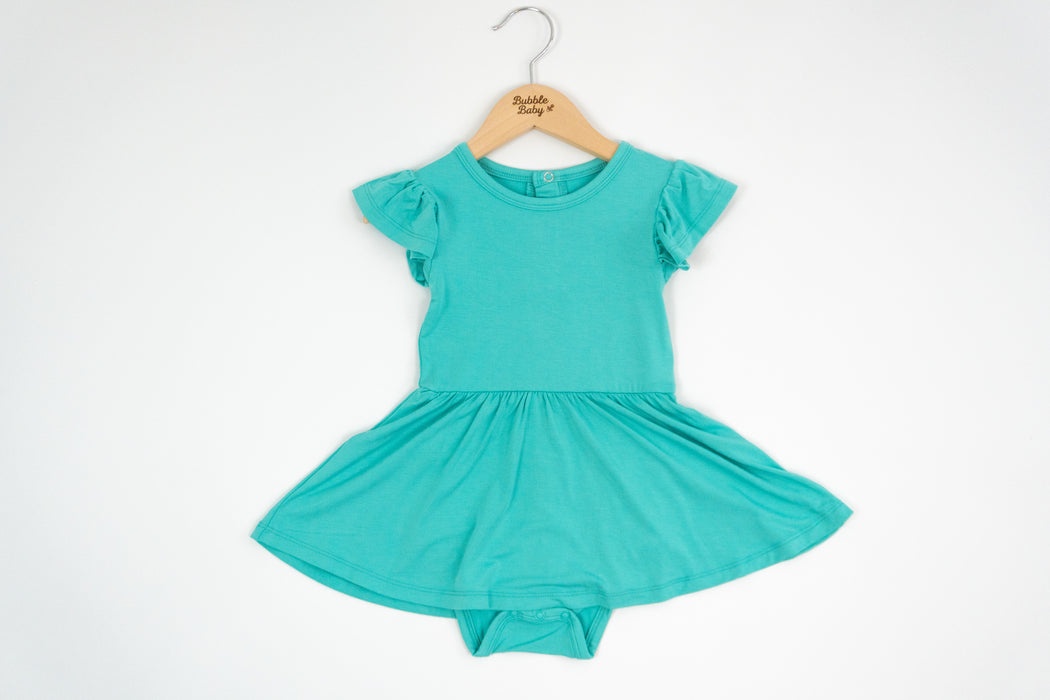 Turquoise | Flutter Bodysuit Dress