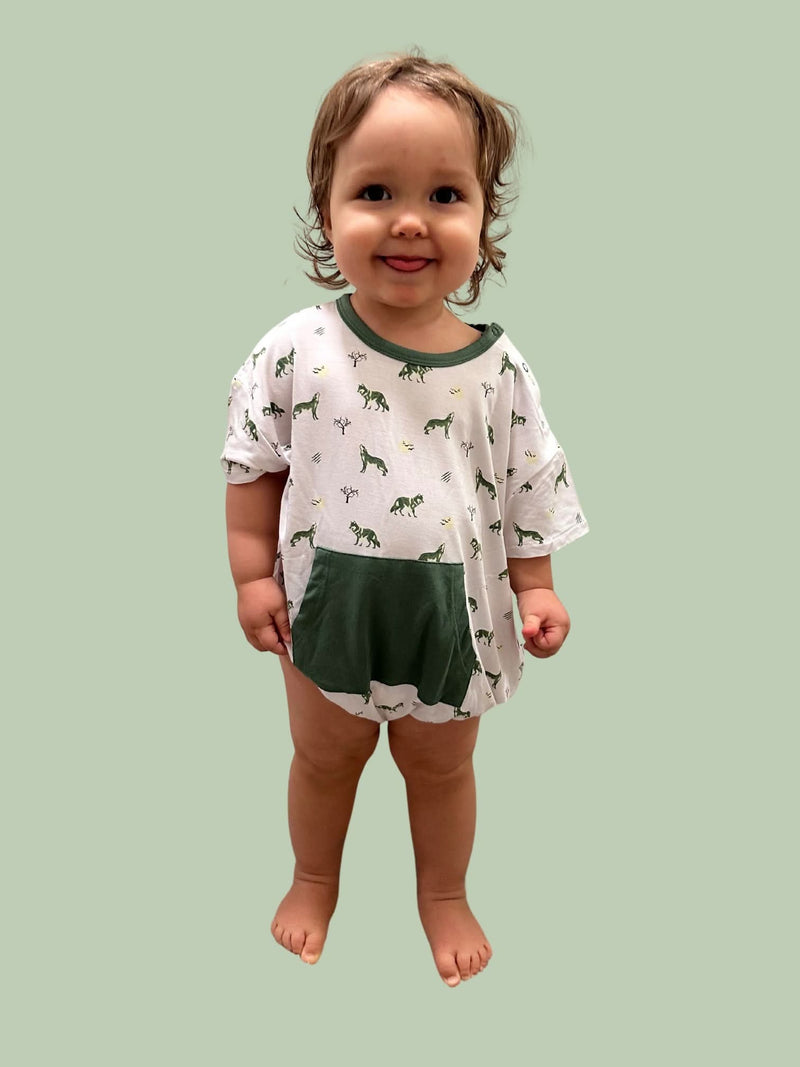 Wolf | Short Sleeve Bubble Romper