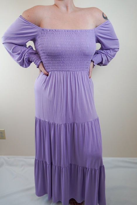 Lavender | Adult Long Sleeve Smocked Dress