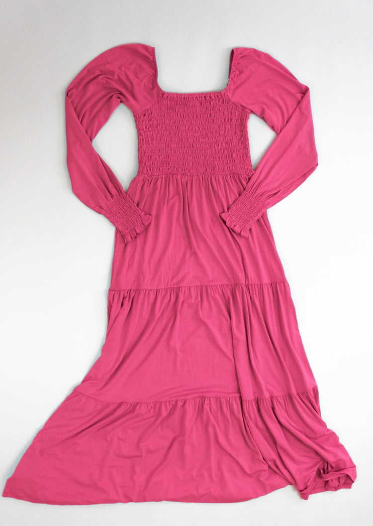 Hibiscus | Adult Long Sleeve Smocked Dress