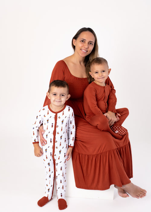Pecan | Adult Long Sleeve Smocked Dress