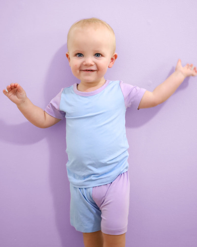 Sky / Lilac Colorblock | Short Sleeve Pajamas