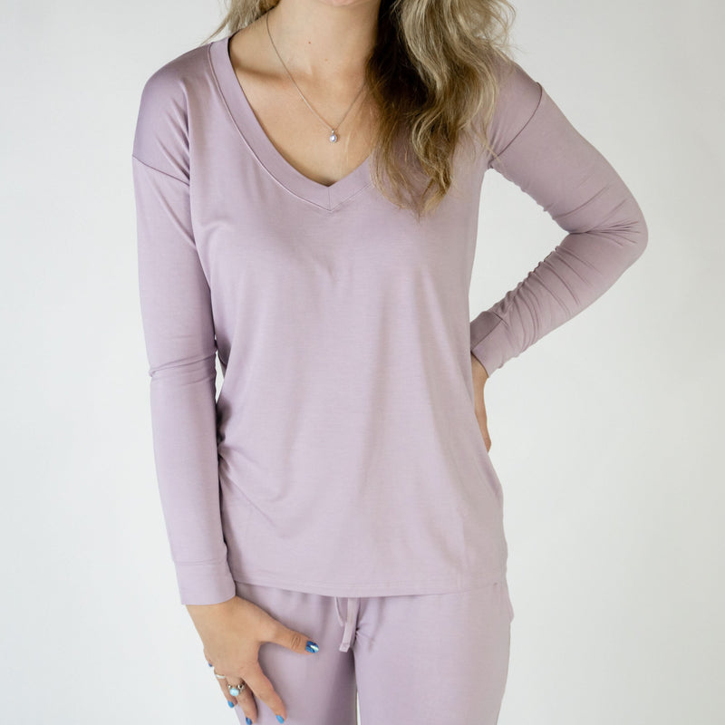 Mauve | Adult Long Sleeve V Neck