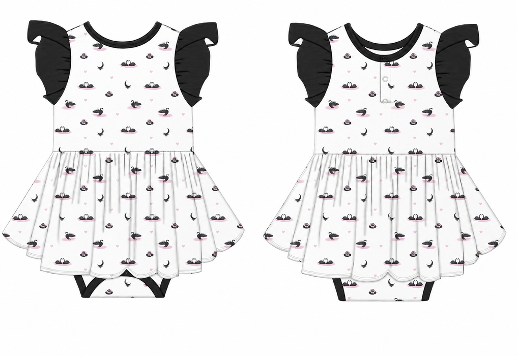PRE-ORDER: Swans | Flutter Bodysuit Dress
