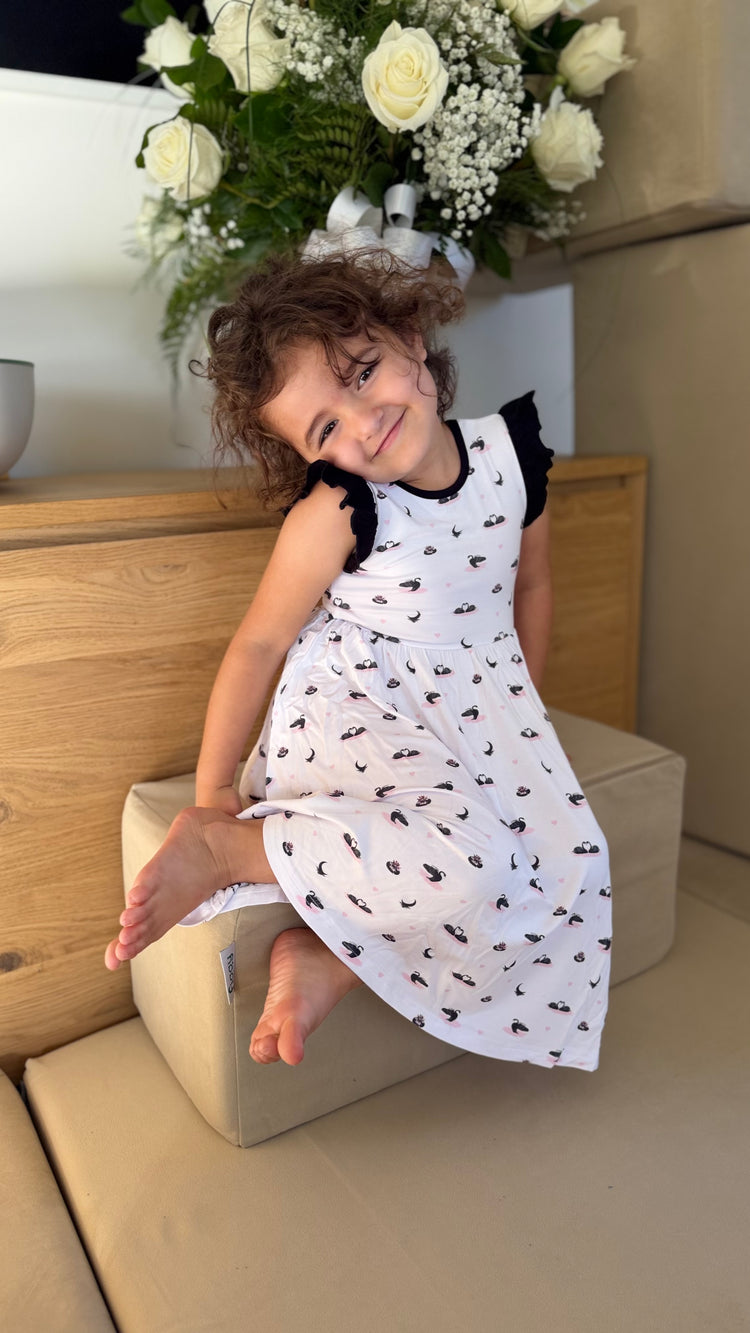 PRE-SALE: Swans | Toddler Flutter Dress (ETA Late November)