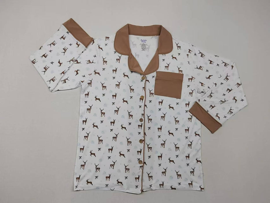 Reindeer | Adult Button Pajama Top