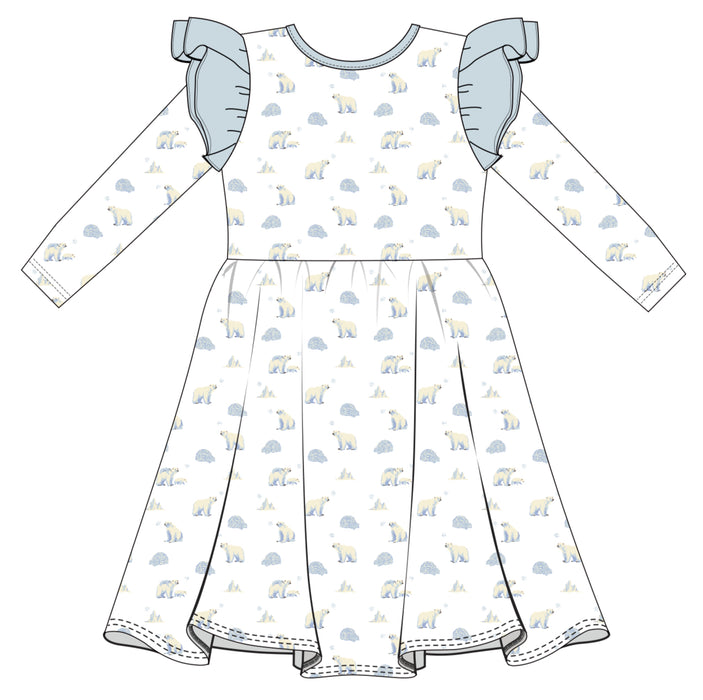 Polar Bear | Long Sleeve Toddler Flutter Dress