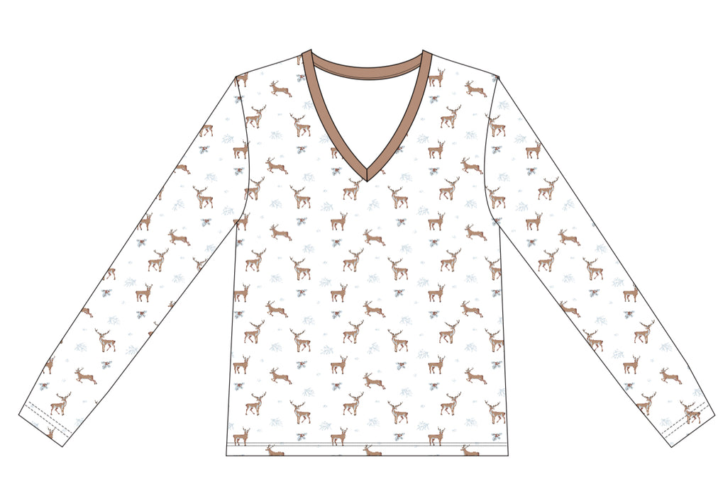 Reindeer | Long Sleeve Adult V Neck