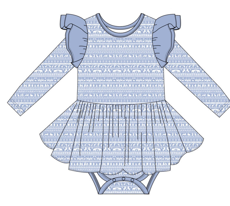 Arctic Fair Isle | Flutter Bodysuit Dress