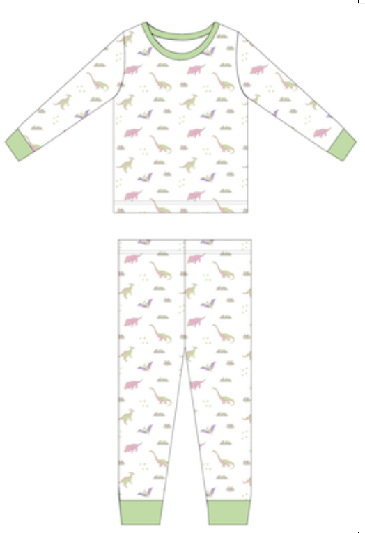 PRE-ORDER: Pastel Dinosaurs | Long Sleeve Pajamas