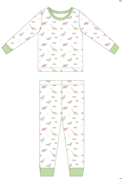 PRE-ORDER: Pastel Dinosaurs | Long Sleeve Pajamas