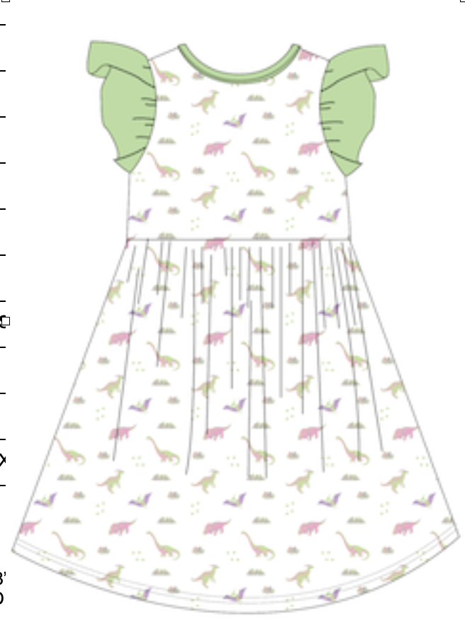 PRE-ORDER: Pastel Dinosaurs  | Toddler Flutter Dress