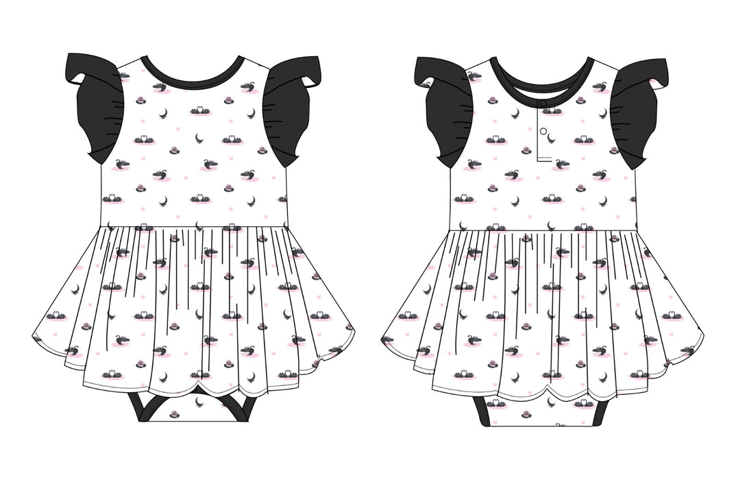 PRE-ORDER: Swans | Flutter Bodysuit Dress