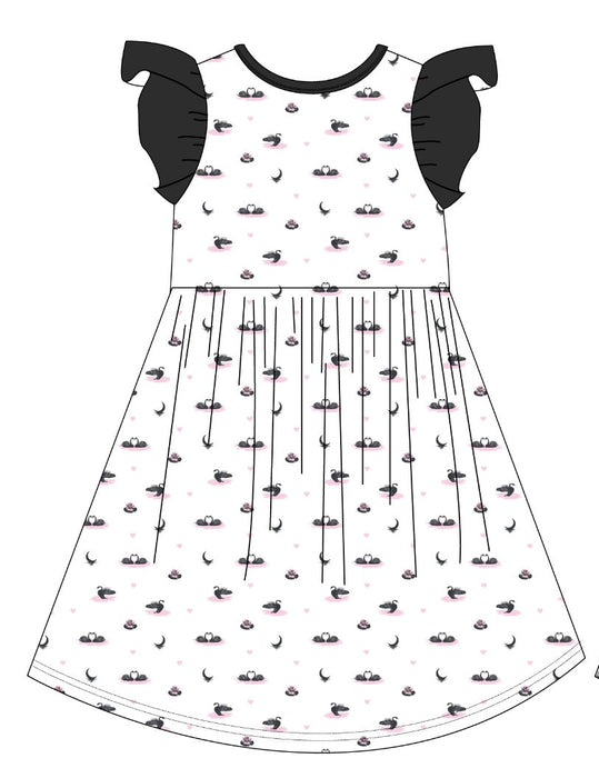 PRE-ORDER: Swans | Toddler Flutter Dress