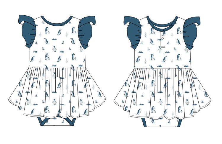 PRE-SALE: Penguins | Flutter Bodysuit Dress (ETA Late November)