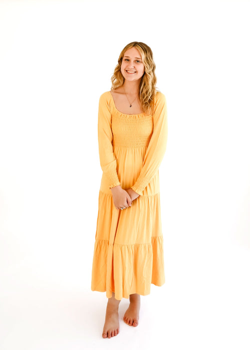 Papaya | Bubble Baby Long Sleeve Smocked Dress Papaya | Bubble Baby Long Sleeve Smocked Dress