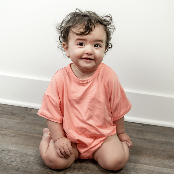 Peach | Short Sleeve Bubble Romper