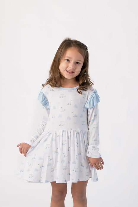 Polar Bear | Long Sleeve Toddler Flutter Dress