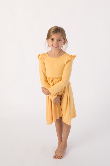 Papaya | Long Sleeve Toddler Flutter Dress