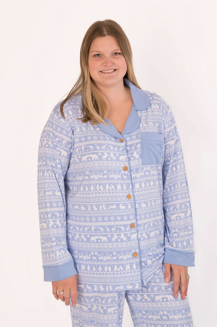 Arctic Fair Isle | Adult Button Pajama Top