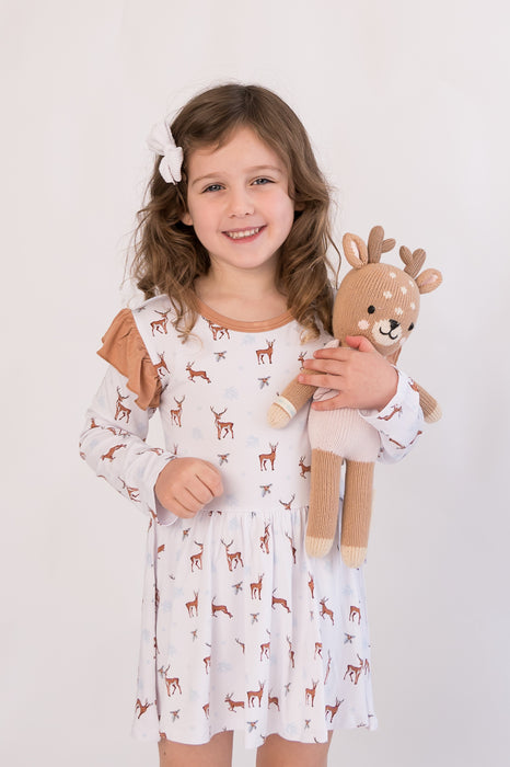 Reindeer | Long Sleeve Flutter Bodysuit Dress