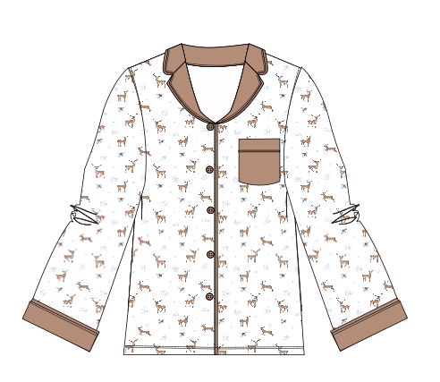 Reindeer | Adult Button Pajama Top